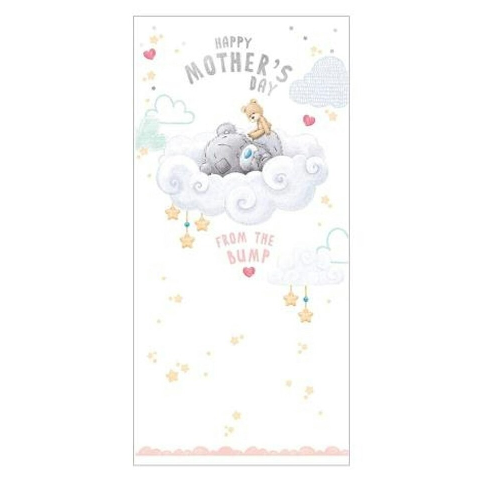 image 1 of Bear Lying On Cloud With Teddy Bear From The Bump Mother's Day Card