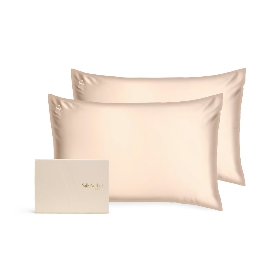 image 1 of Silk Addict 100% Mulberry Silk Pillowcase Twinpack – Caramel Gold