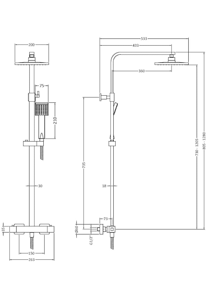 image 1 of Balterley Square Thermostatic Bar Valve & Kit