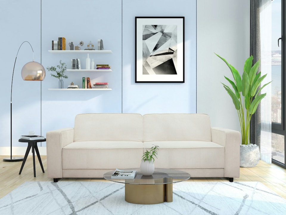 image 1 of Allie 3 Seaters Sofabed Cream Corduroy | White | Cream | Three Seater
