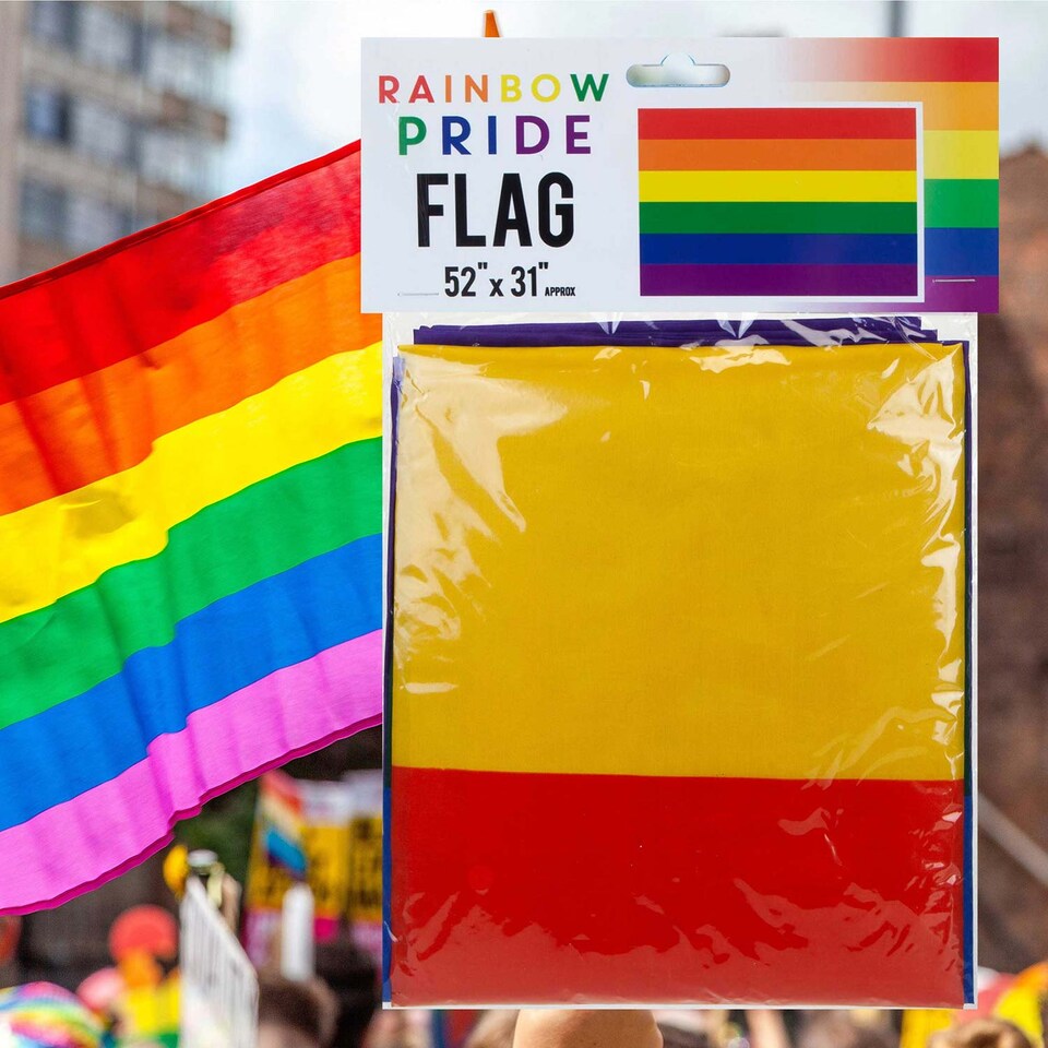 image 1 of PMS Rainbow Pride Flag 52" x 31" - Large Rectangular Rainbow Banner
