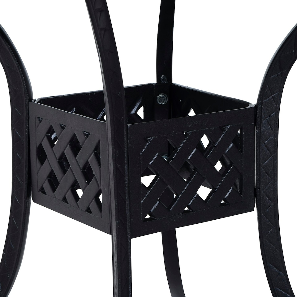 image 1 of Outsunny Square Aluminium Outdoor Garden Dining Table with Umbrella Hole, Black