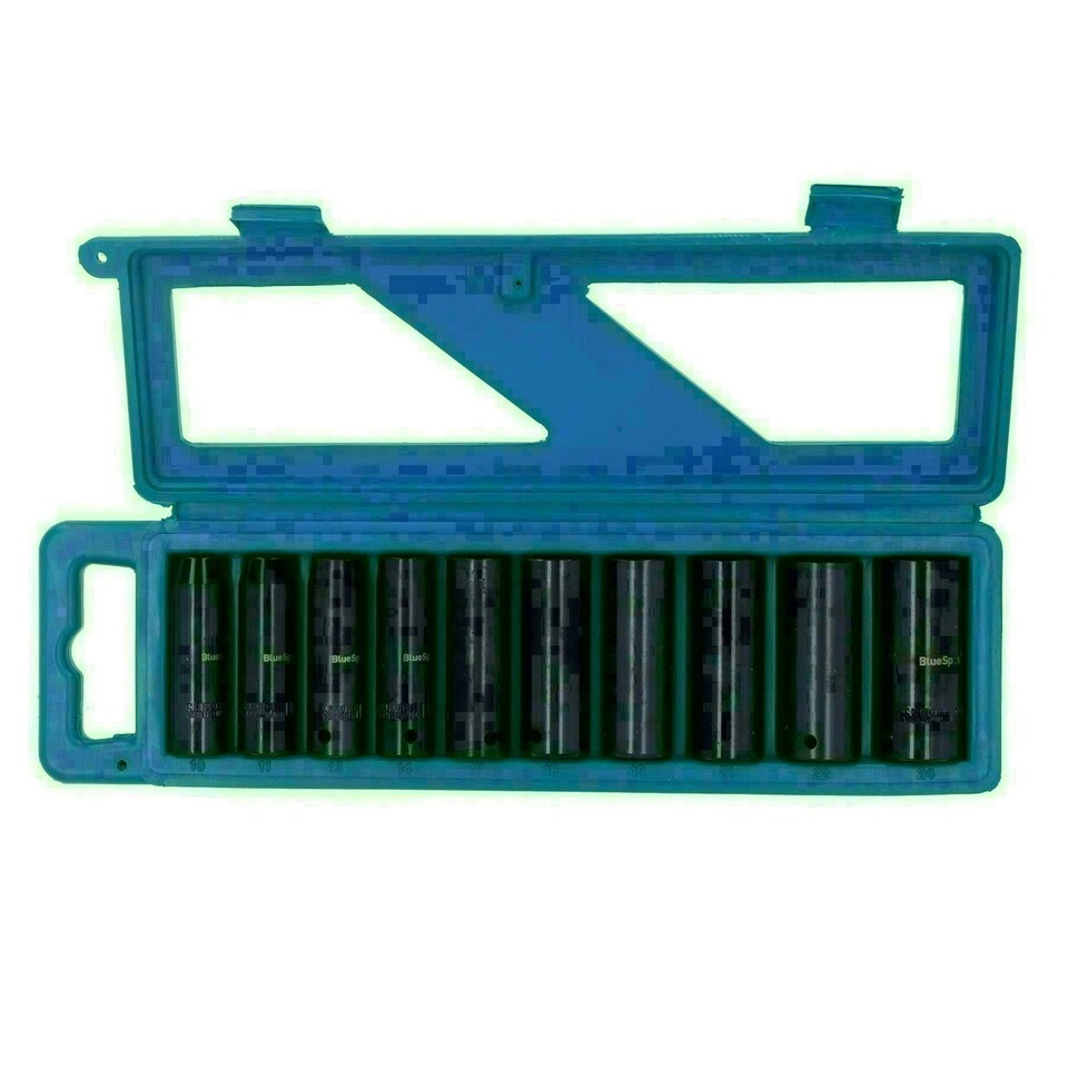 image 1 of 10pc 1/2" Drive Deep Metric 6 Sided Impact Sockets 10mm - 24mm In Case