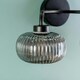 image 3 of ValueLights Amaia Pair Matte Black IP44 Rated 2 Way Smoked Glass Wall Lights with LED Bulbs