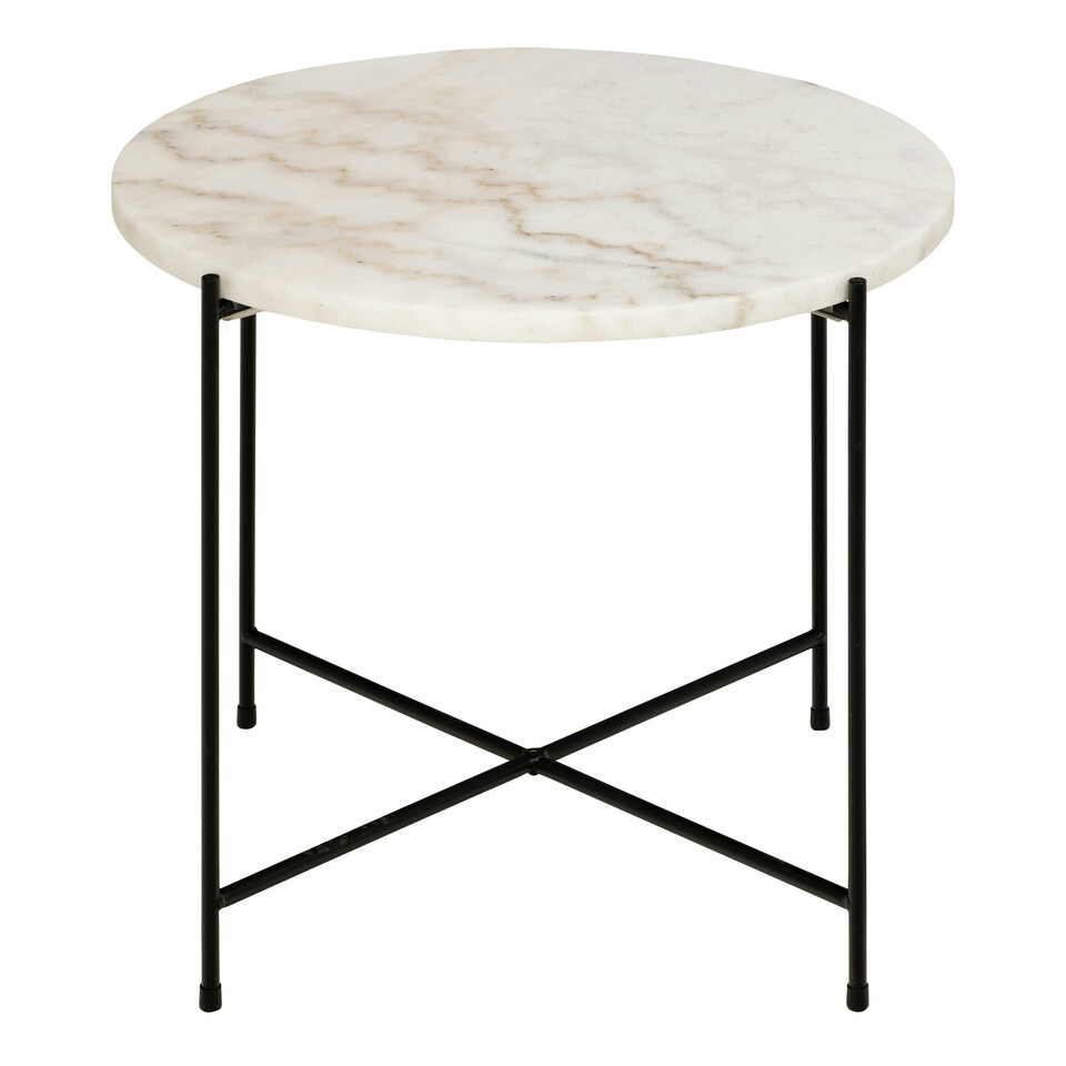 image 1 of Avila Side Table with White Marble Top 52x40cm