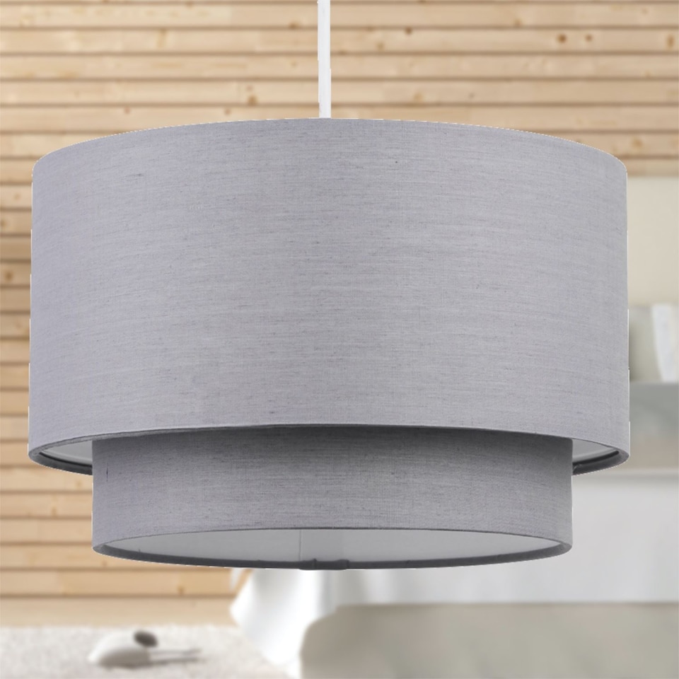 image 1 of Dark Grey 2 Tier Ceiling Light Shade | Grey | Medium | 1