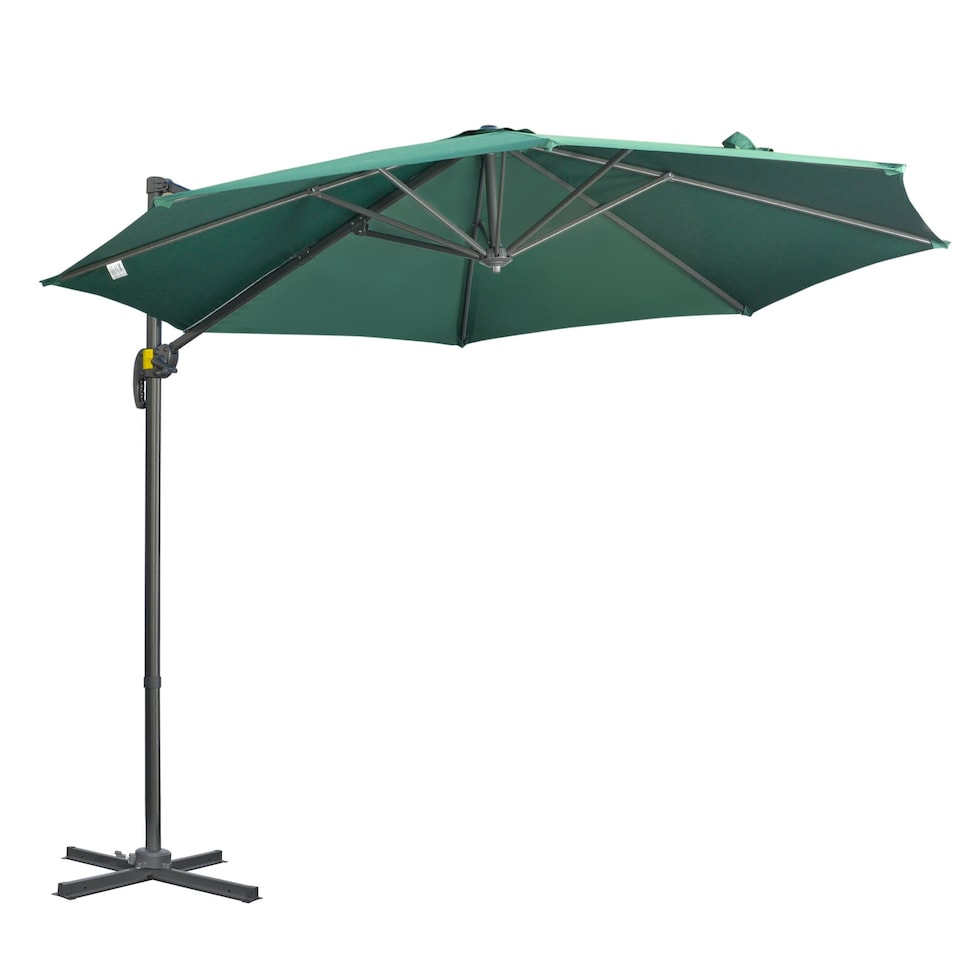 image 1 of Outsunny 3 x 3(m) Cantilever Parasol Garden Umbrella with Cross Base