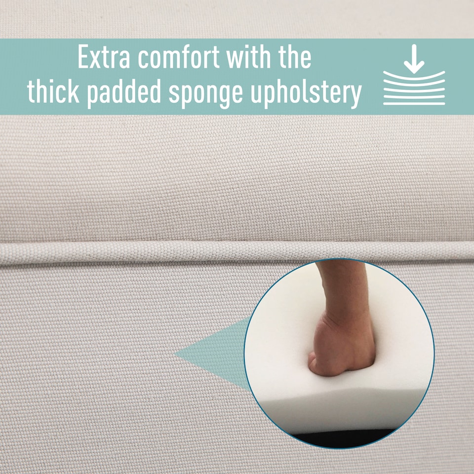 image 1 of HOMCOM Small Bench, Upholstered Window Seat with Arms and Wooden Legs, Modern Shoe Bench for Entryway, Living Room, Bedroom, Greyish White