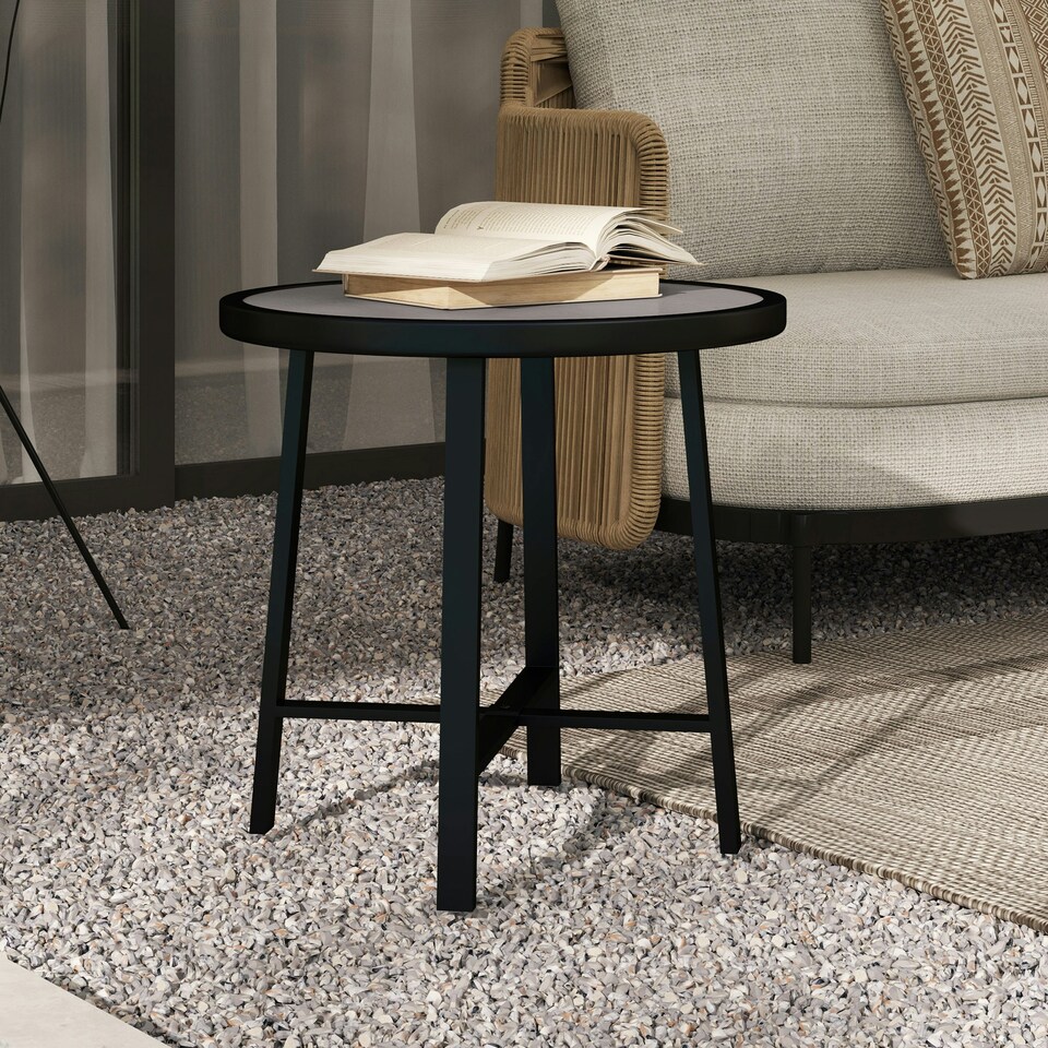 image 1 of Outsunny 50.5cm Round Garden Table with SPC Tabletop