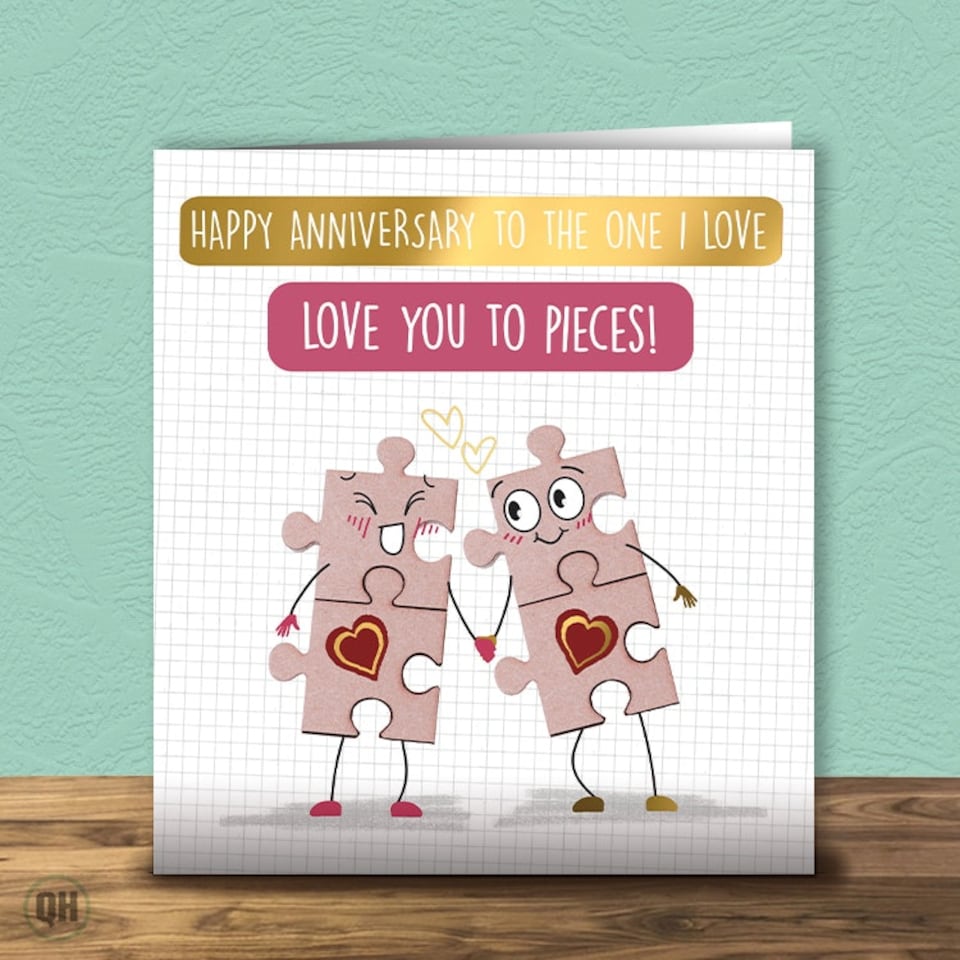 image 1 of I Love You To Pieces! - Funny Anniversary Card