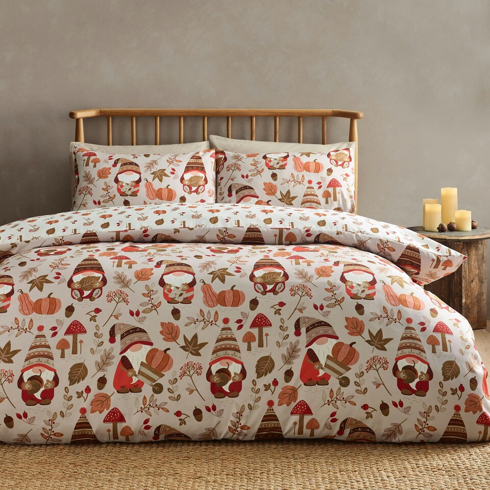 image 1 of Catherine Lansfield Woodland Gonks So Soft Reversible Duvet Cover Set Natural | Cream | Natural | Double
