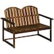 image 1 of Outsunny Wooden Bench for Two People, Patio Loveseat Chair w/ Slatted Backrest