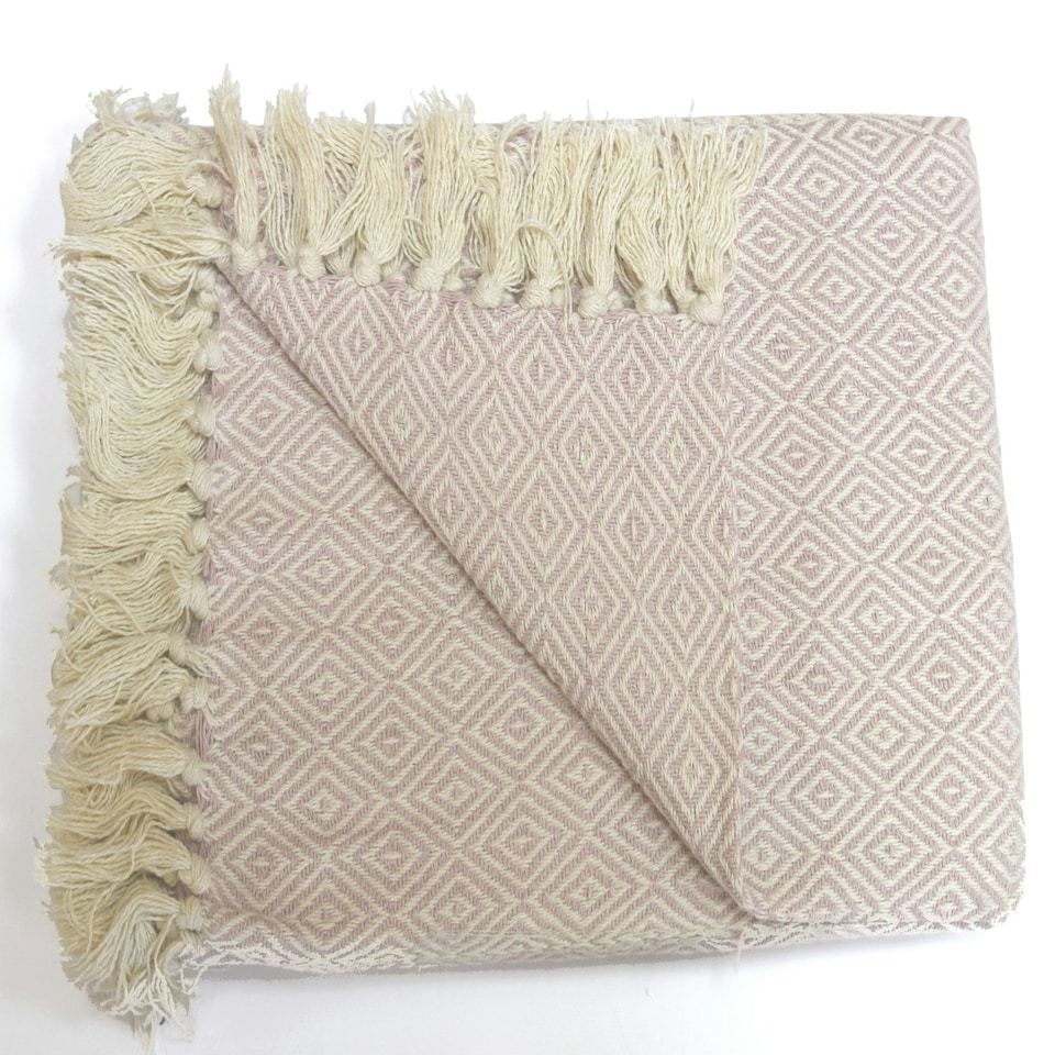 image 1 of Rona Cotton Geometric Throw (127x152) Brown