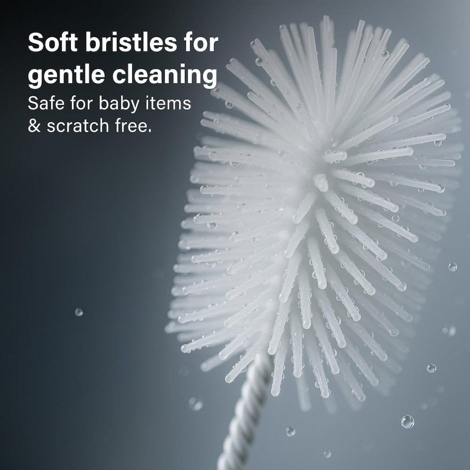 image 1 of 2 In 1 Bottle And Teat Brush With Soft Nylon Bristles And Non Slip Handle