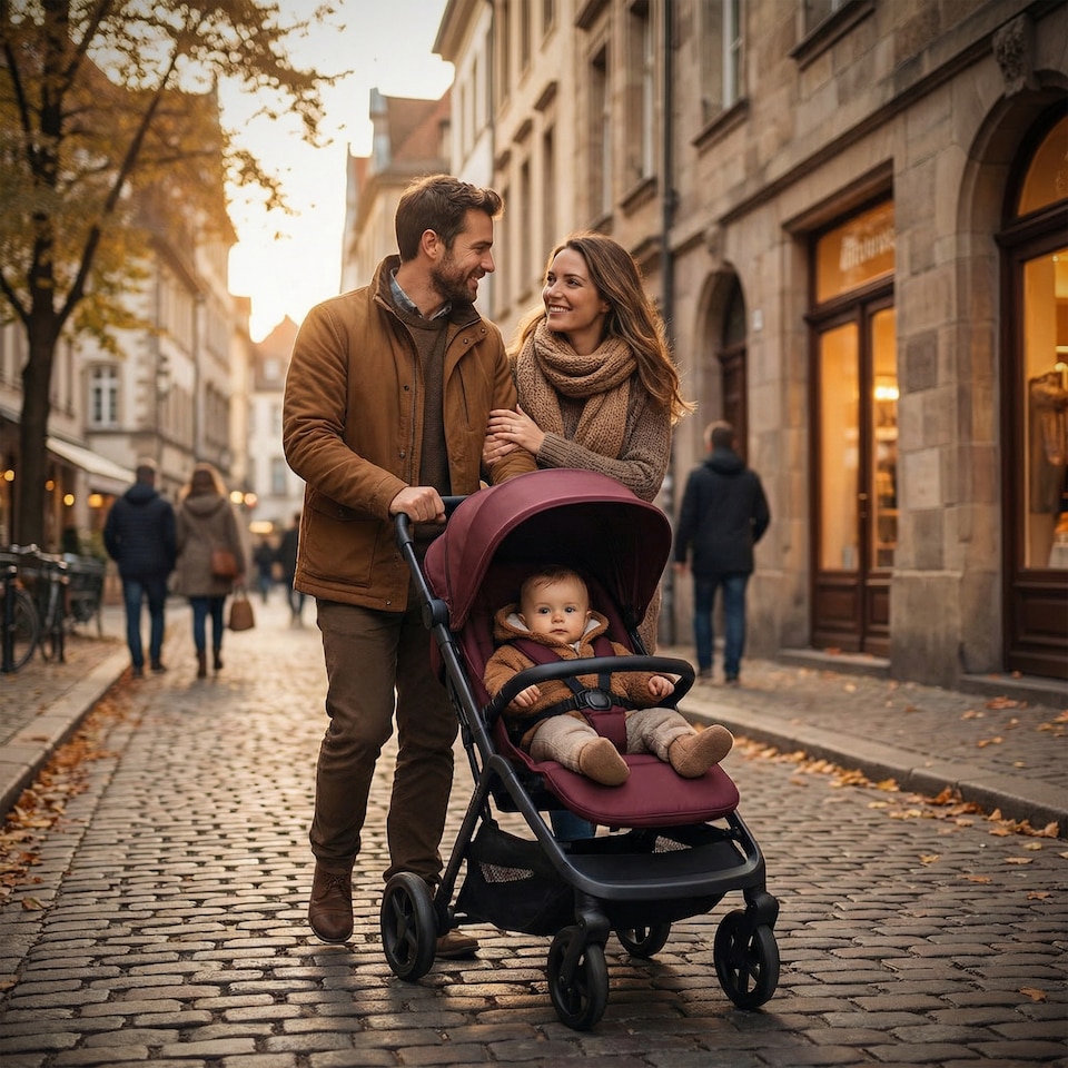 image 1 of Red Kite Push Me Astro Stroller with Auto Compact Fold - Mulberry