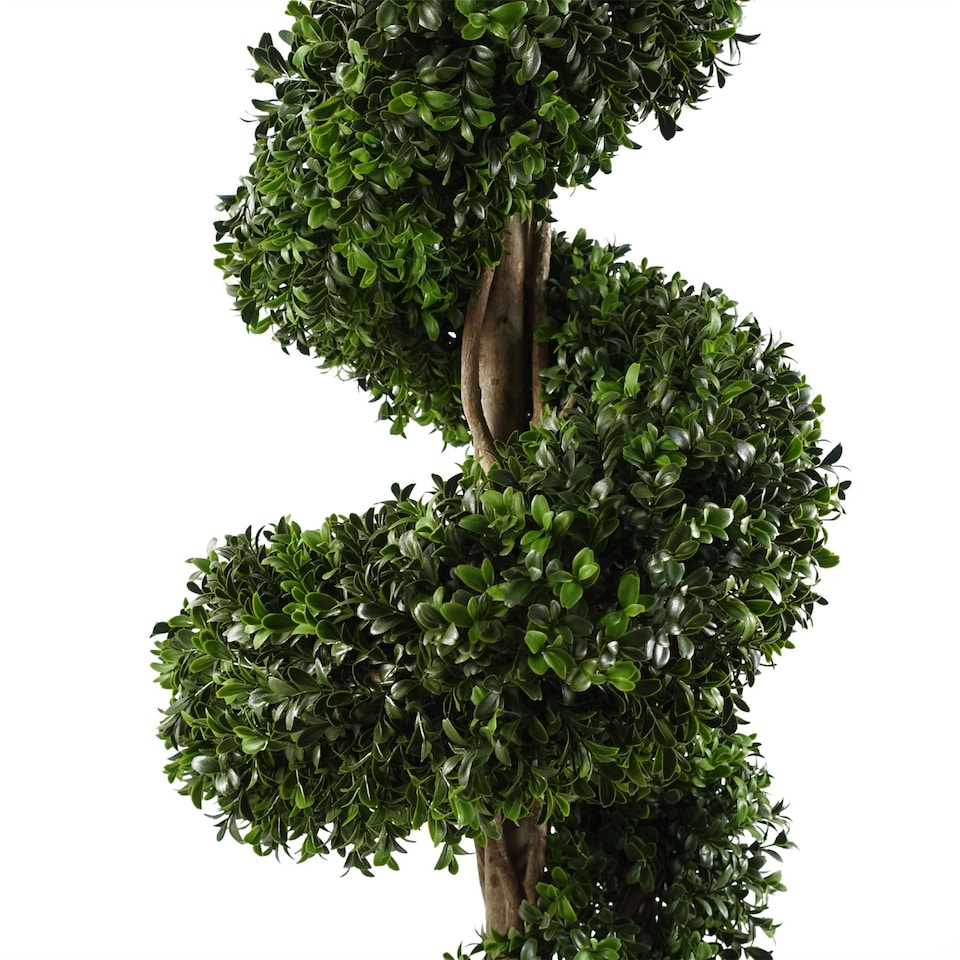 image 1 of 120cm Spiral Buxus Artificial Tree UV Resistant Outdoor Topiary | Green | 4ft