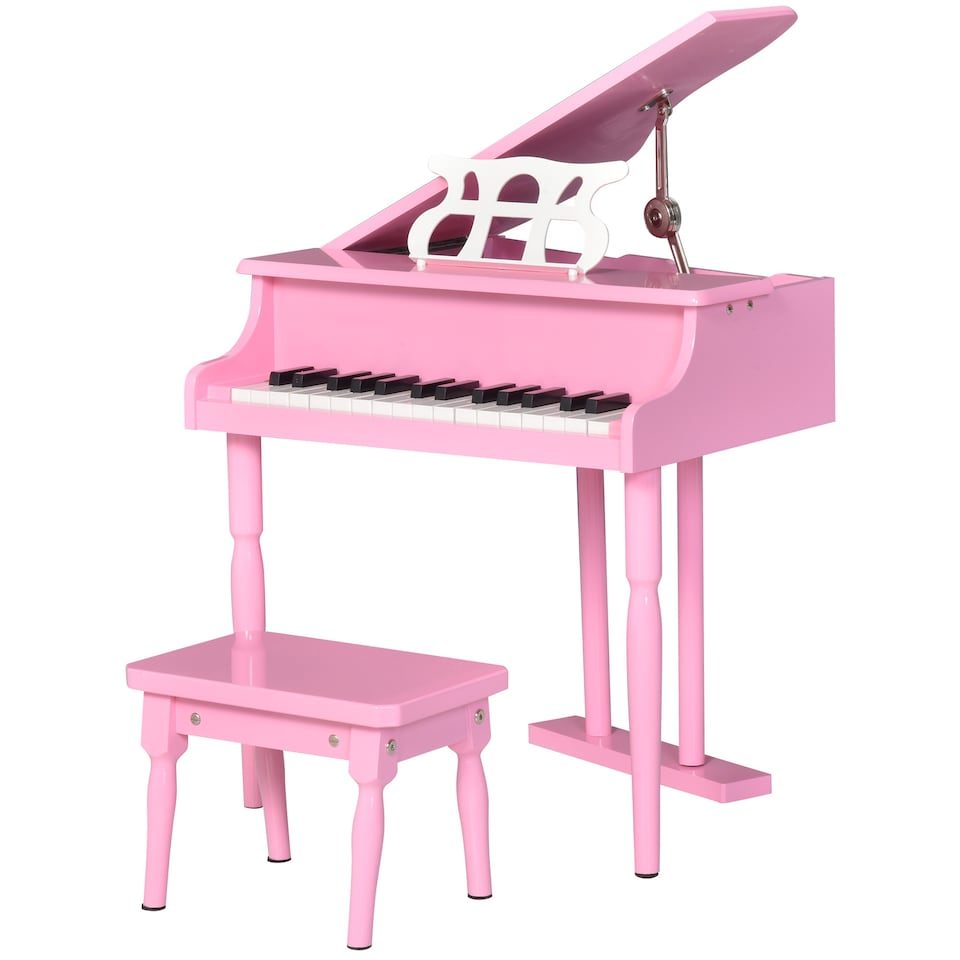 image 1 of HOMCOM 30 Keys Mini Kids Piano with Music Stand and Bench Best Gifts Toy
