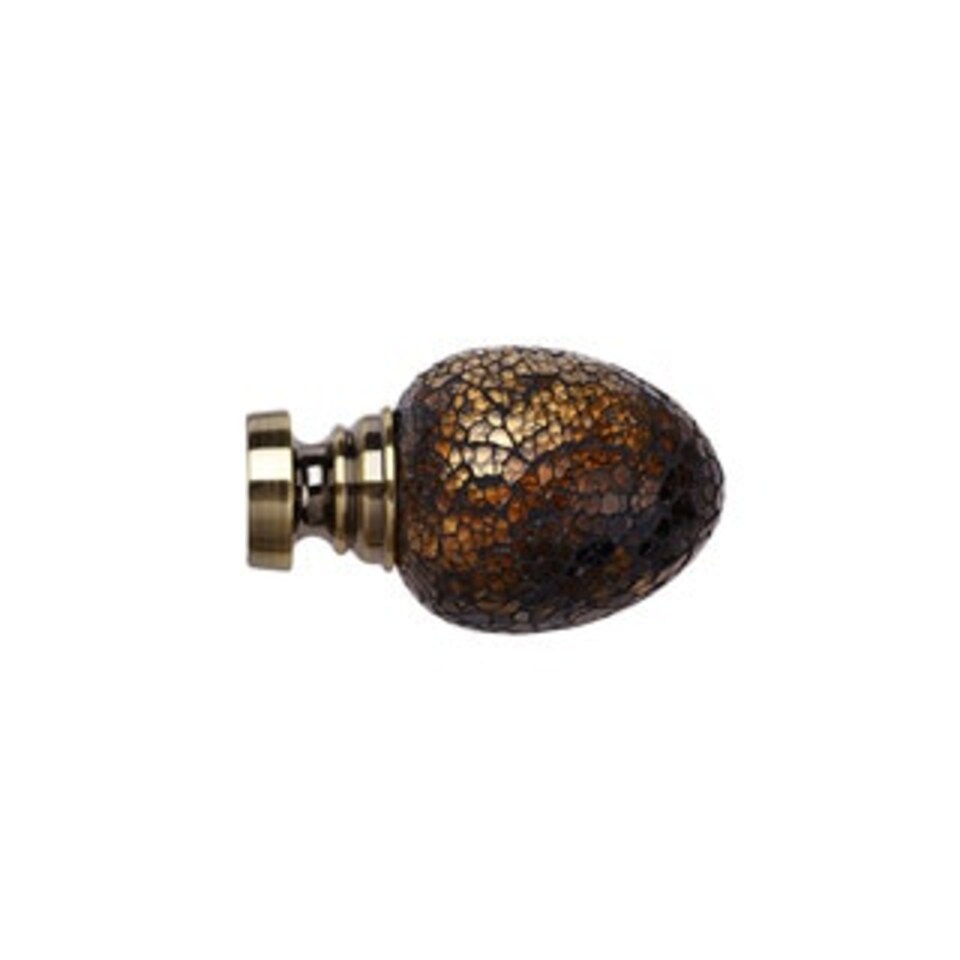 image 1 of 35mm Fixed Length Metal Curtain Pole Set Antique Brass Alexia Finial 150cm Bronze | Bronze