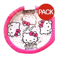Hello Kitty Birthday Plate (Pack of 8) - Pink/White/Black - One Size