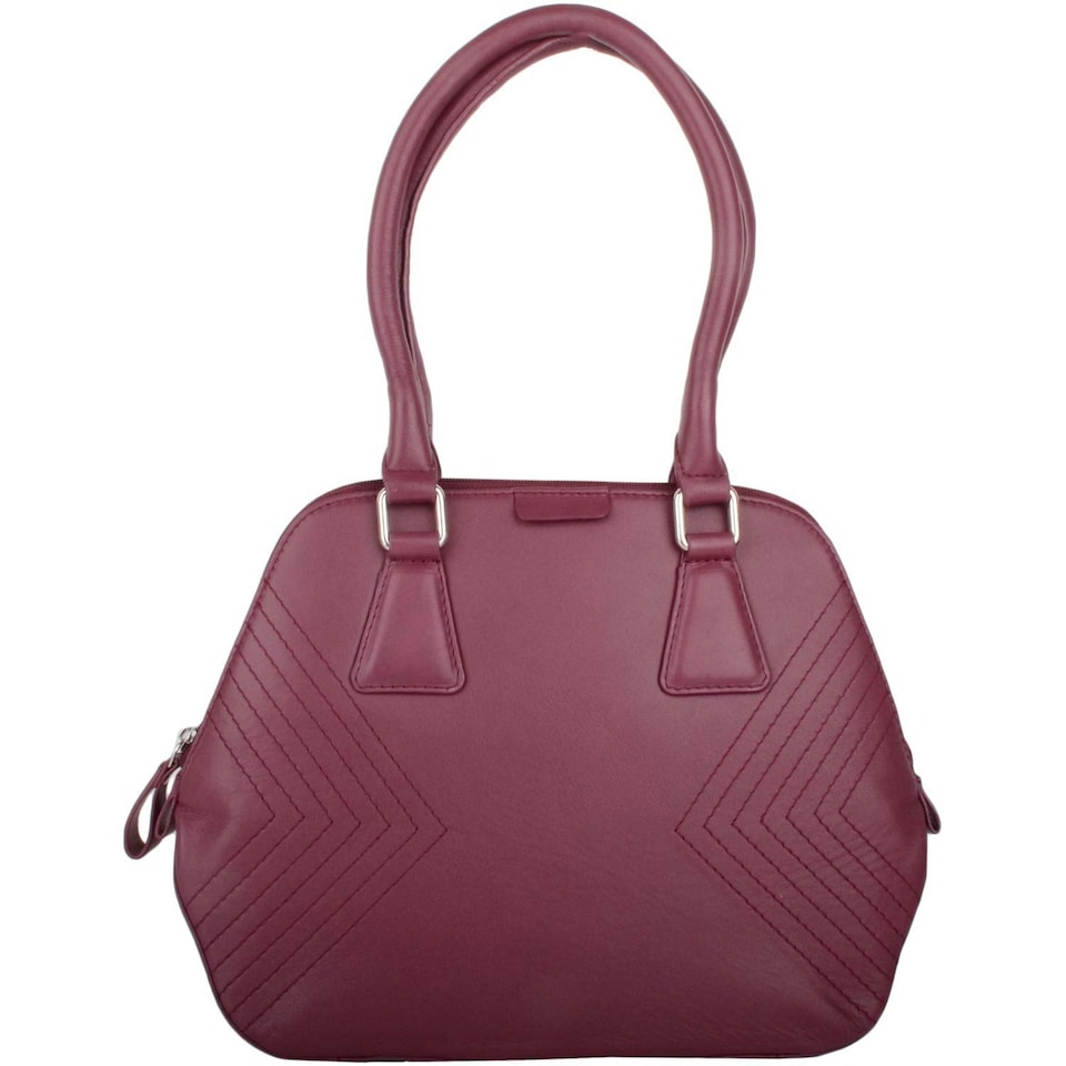 image 1 of Premium Soft Leather Large Hand Bag with Stitch Detail Pattern Grey | Grey