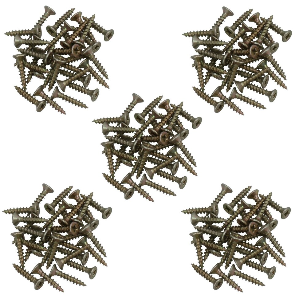 image 1 of 3mm x 16mm Countersunk Wood Chipboard Screw Fasteners PZ1 Drive 120pc