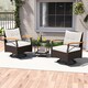 image 5 of COSTWAY 3 Piece Outdoor Swivel Chair Set Patio Wicker Rotating Chairs