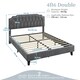 image 3 of Yaheetech 135 cm W x 190 cm L Upholstered Bed Frame with Button-Tufted Headboard Dark Grey
