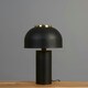 image 2 of ValueLights Contemporary Matt Black And Satin Brass Cylinder Mushroom Dome Table Lamp