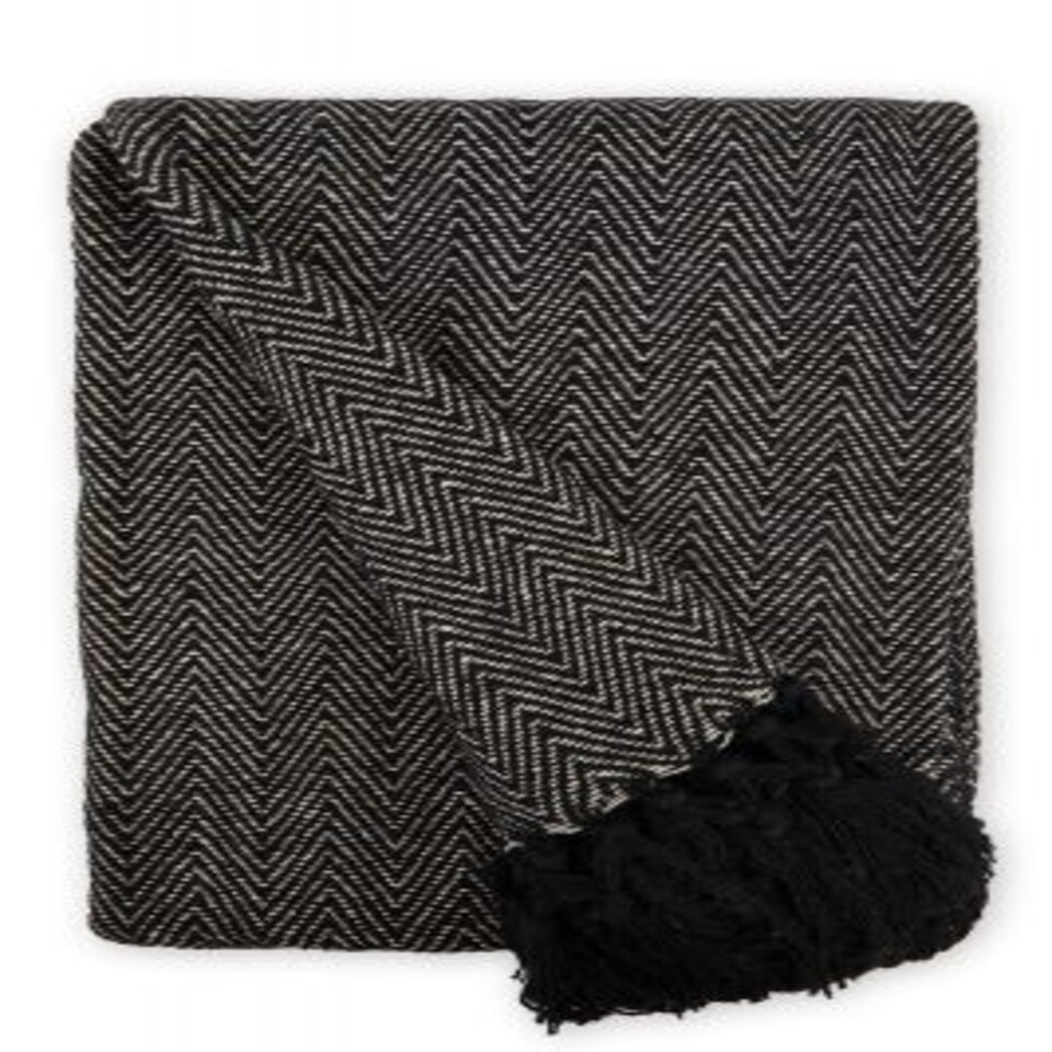 image 1 of Hartley Collection Recycled Cotton Throw in Black (90" x 100")