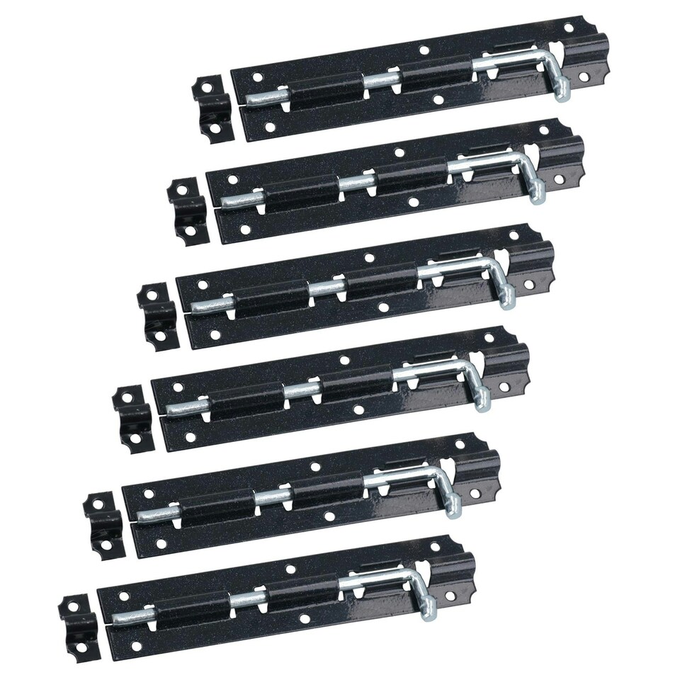 image 1 of 6" Jumbo Tower Bolt Sliding Shoot Bolt Latch Catch for Sheds Gates Doors 6pc Black