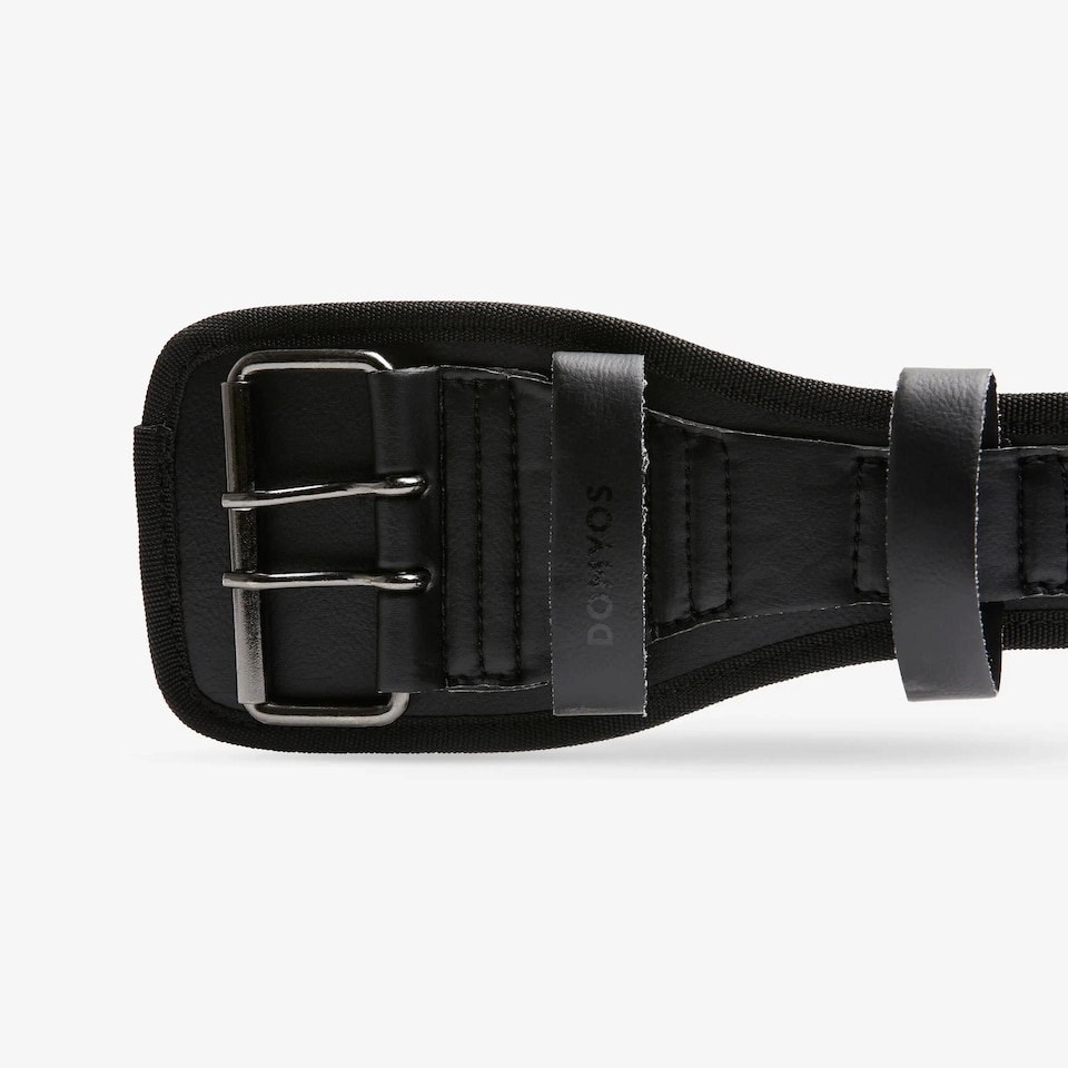 image 1 of Decathlon Durable Leather Weight Training Lumbar Belt - Black
