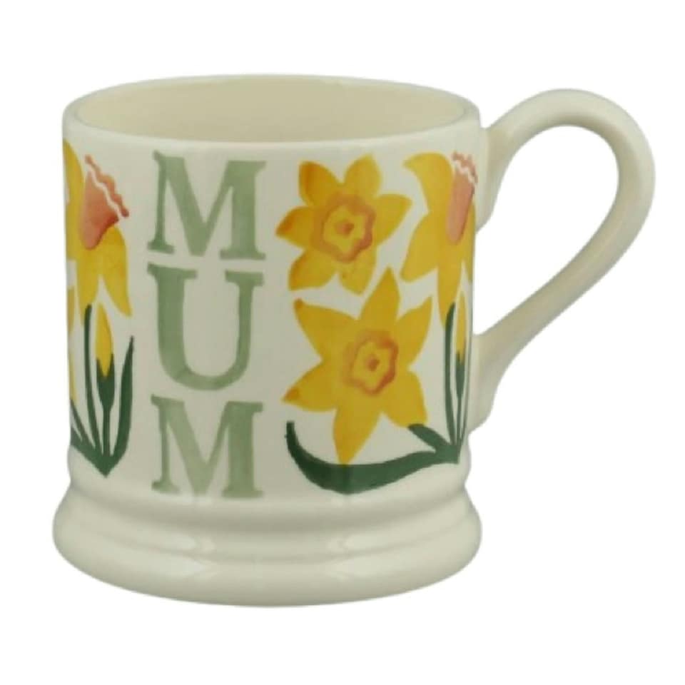 image 1 of Mug: 1 x 300ml Emma Bridgewater Yellow Daffodil Mum Half Pint Mug, Ceramic White