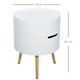 image 3 of HOMCOM 3-Tier Coffee Table, Round End Table with 2 Hidden Compartments and Detachable Tray, Side Table with Storage for Living Room, White | White
