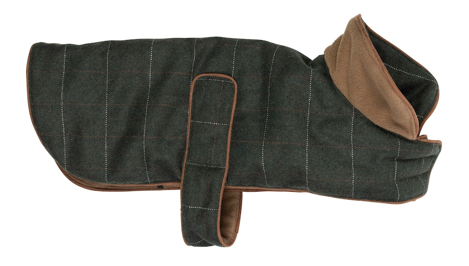 image 1 of Dark Tweed Dog Coat Green - Medium
