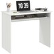 image 2 of HOMCOM Modern Computer Desk, Home Office Table, Small Writing Desk with Storage Shelf, 90 x 50cm, White Wood Grain