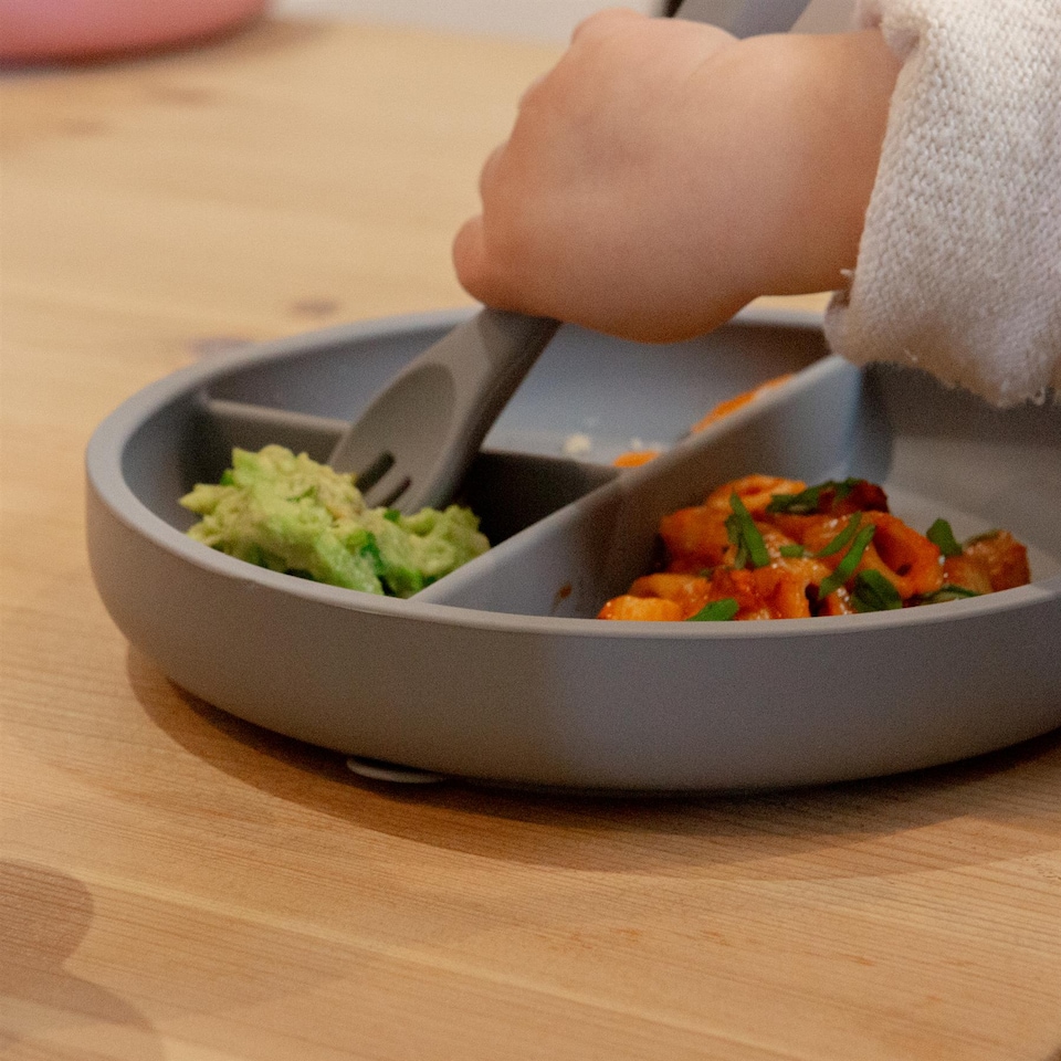 image 1 of Tiny Dining Baby Silicone Suction Plate, Fork & Spoon Set - Tradewinds