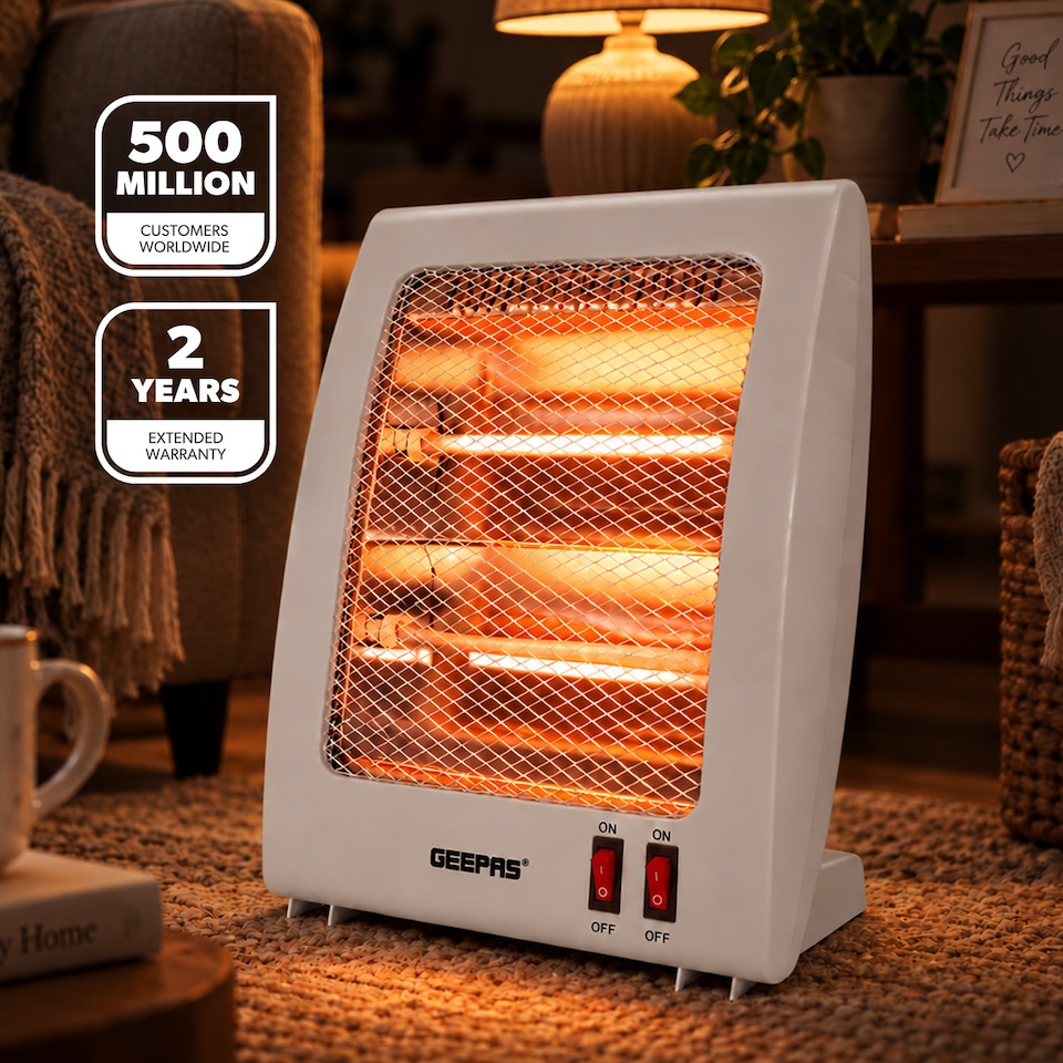 image 1 of GEEPAS Quartz Halogen Heater Portable Room Heater 800W