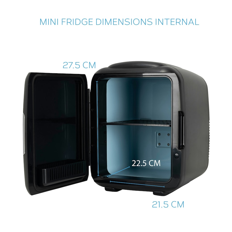 image 1 of MONCOOK Mini Fridge For Bedrooms - Small, Portable & Quiet Mini Fridges For Skincare, Medicine, Food & Drinks - Cooling & Warming Function - 14L - Black Mono