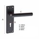 image 4 of Golden Grace Key Lock Set T-Bar Lever Backplate Door Handle Matt Black Finish - 150mm x 40mm | Black | 1 Set