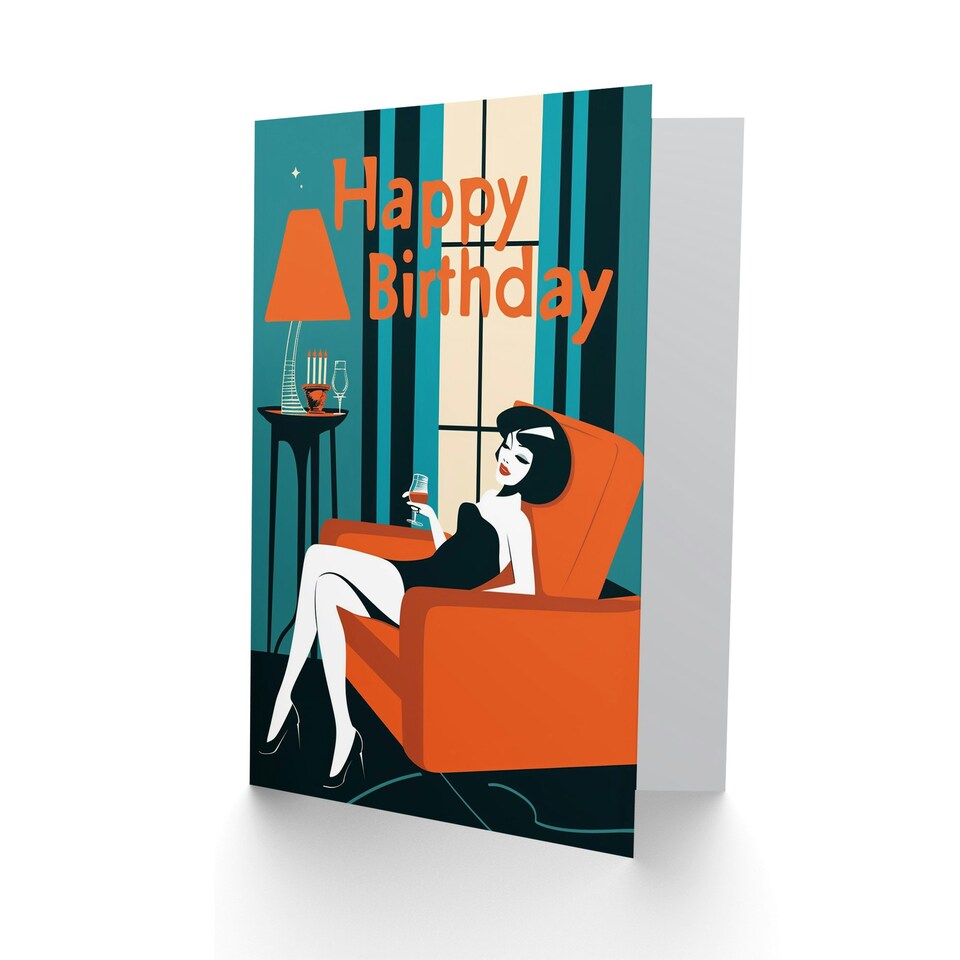 image 1 of Wine Lover Cocktail Dress Living Room Her Birthday Card