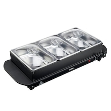 Cooks Professional | Black | Buffet Warmer | 3-Sections | 6L Capacity | Hot Plate Function | Temperature Control