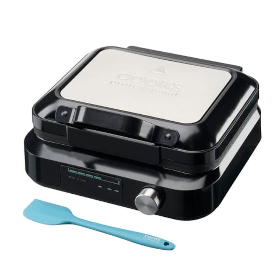 image 1 of Cooks Professional Digital Dual Waffle Maker Iron Machine with Non-Stick Plates, Adjustable Temperature & Spatula - 1500W