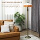 image 3 of HOMCOM Tiffany-Style Floor Lamp with Handcrafted Stained Glass Shade, 152cm Tall Vintage Standing Lamp with Foot Switch and Dual Sockets for Living Room Bedroom, Bronze Tone and Orange | Orange