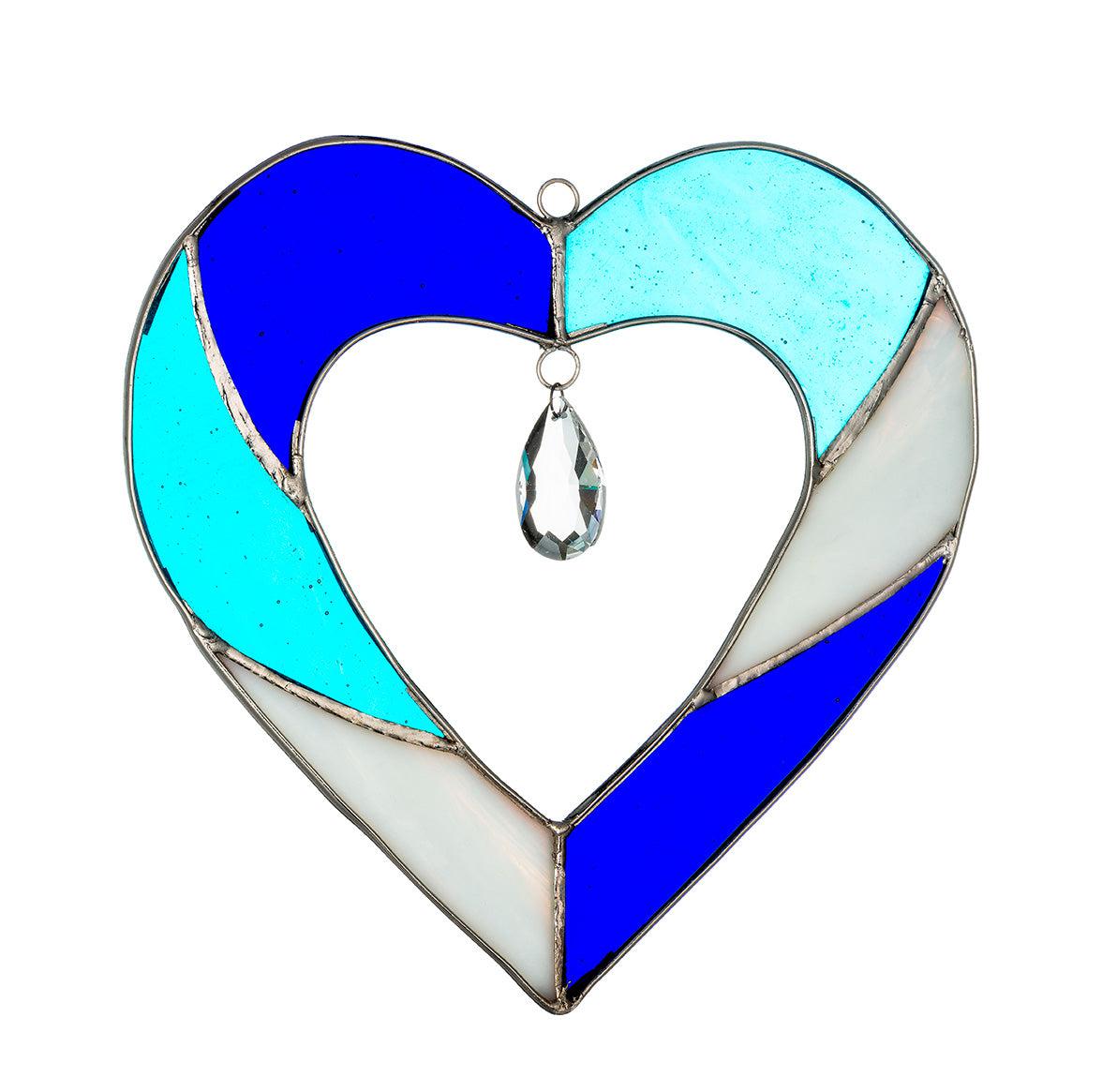Sienna Glass Stained Glass Heart Blue