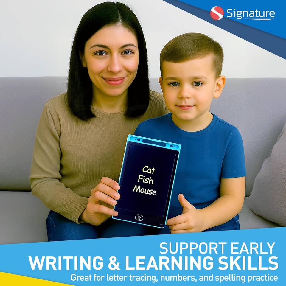 image 1 of 2pk Drawing & Writing Pad – Reusable 8" LCD Tablets with Stylus Pens, Portable Mess-Free Doodle Boards with Erase Function for Kids Ages 3+