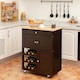 image 10 of COSTWAY Rolling Kitchen Storage Trolley Cupboard Island Brown