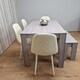 image 4 of Modern Grey Rectangle Dining Table Set With 4 Cream Gem Chairs And 1 Bench Dining Room Furniture | Cream | One Size | 6