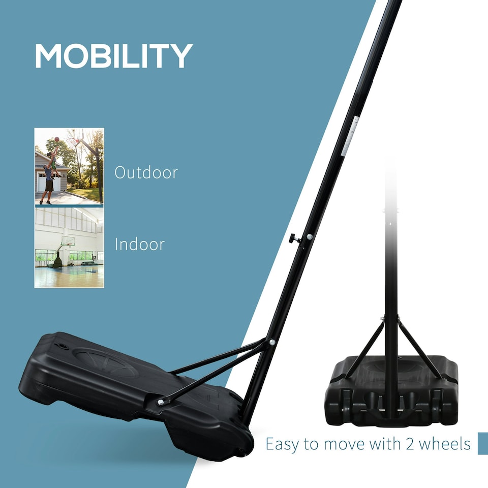 image 1 of HOMCOM Outdoor Adjustable Basketball Hoop Stand w/ Wheels and Base