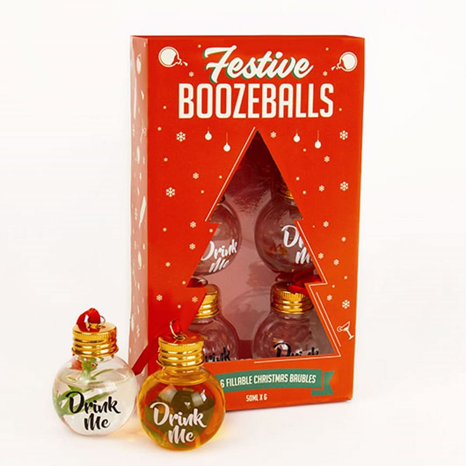 image 1 of Gift Republic Set of 6 Festive Boozeballs Christmas Ornament