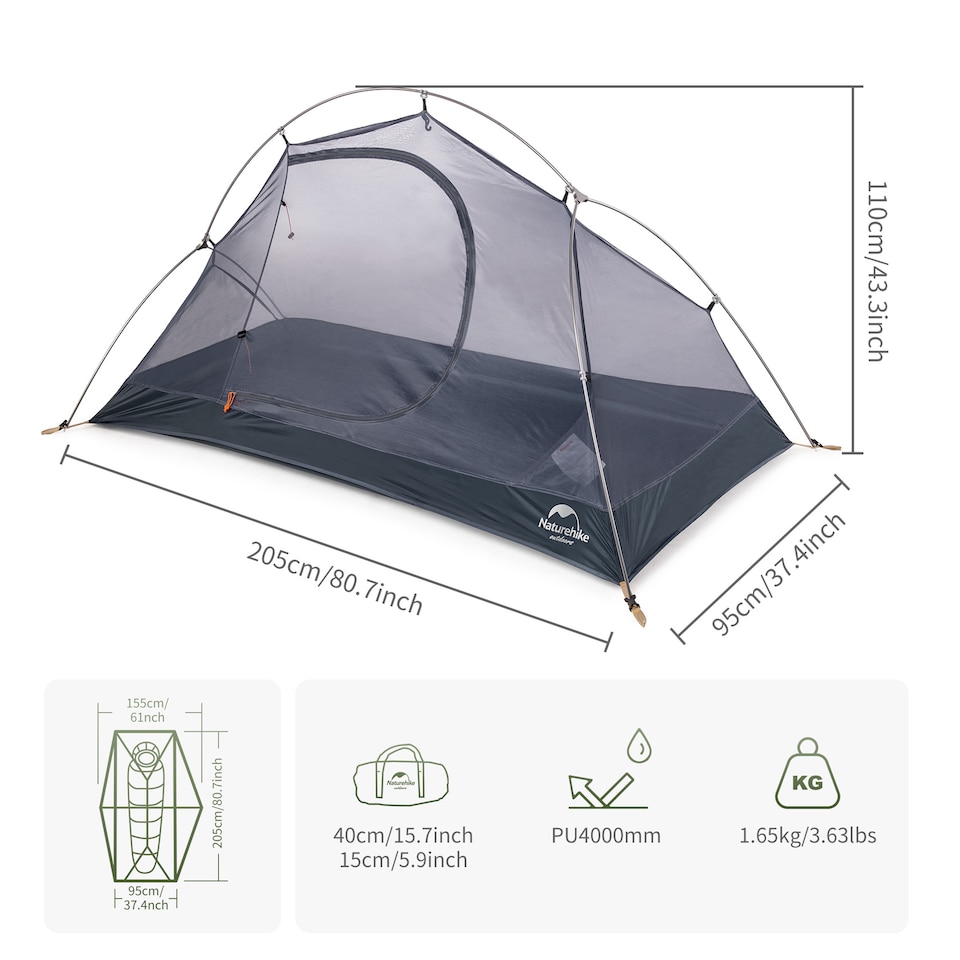 image 1 of Cycling Ultralight 1 Man Tent + Mat | Green | Forest Green